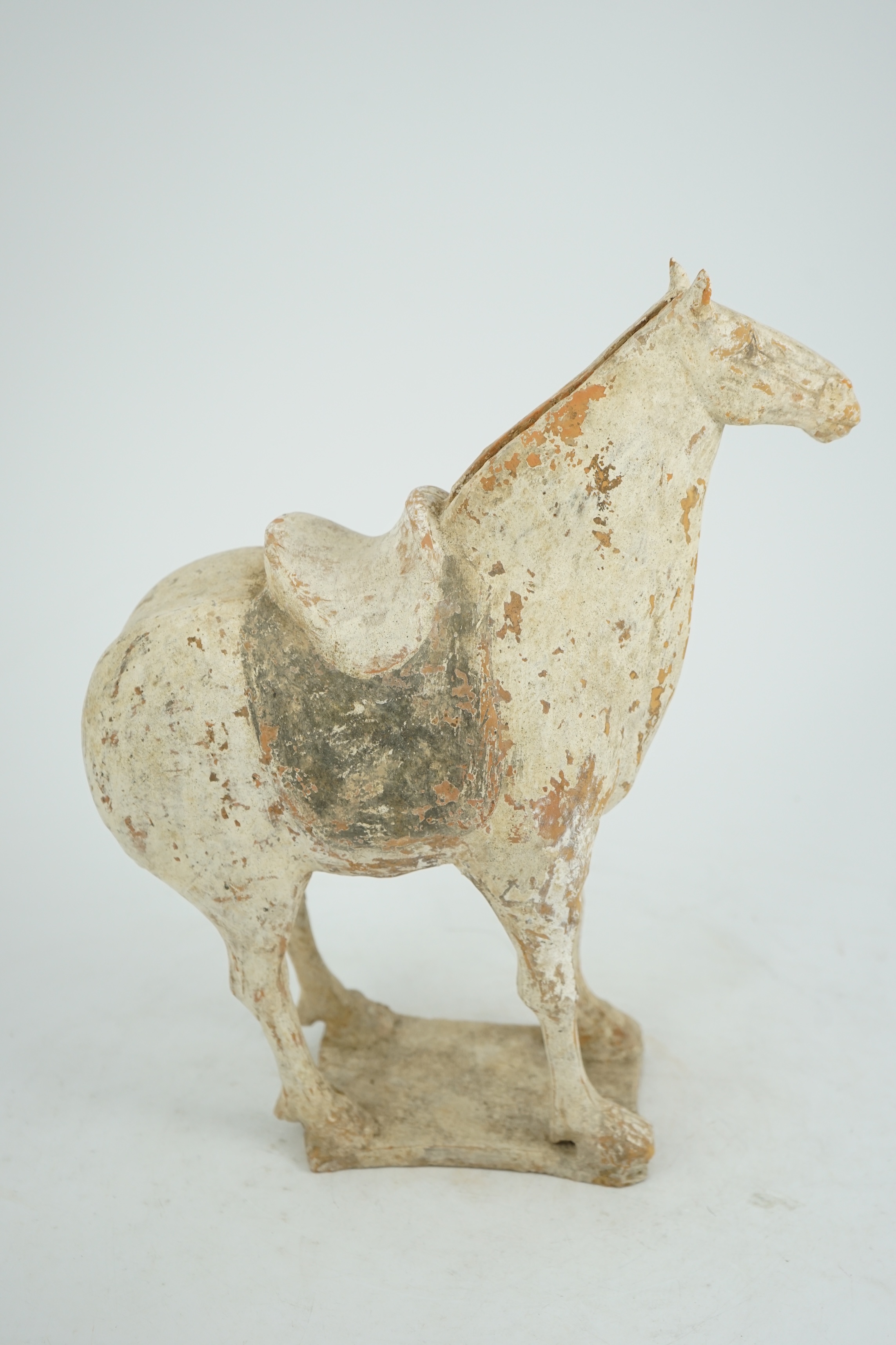 A Chinese painted pottery saddled horse, Tang Dynasty (AD 618-906)